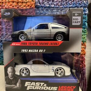 Ada Die-Cast Cars - Silver Toyota Trueno & White Mazda RX-7